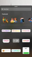 more options in an instagram story: location, mentions, hashtag, questions, gif, music and polls