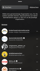 select and support fundraisers in instagram live