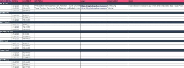 Excel-Tab_Social Media Kalender_Pinterest