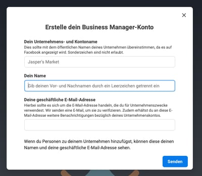 Ein Facebook Business Manager Konto eroeffnen