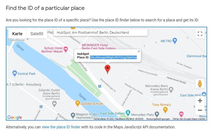 Die place ID auf Google Maps finden und einen Bewertungslink erstellen