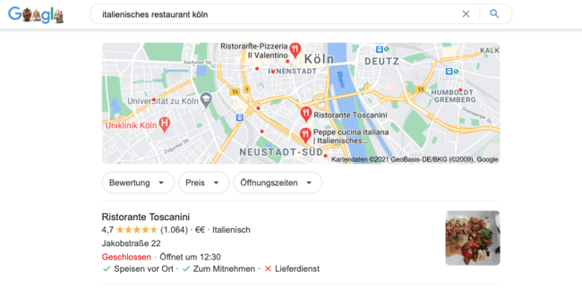 Google My Business Suchergebnisse für „Italienisches Restaurant Köln“ Google My Business Suchergebnisse für „Italienisches Restaurant Köln“