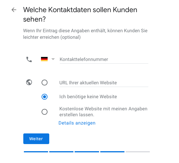 Google My Business Kontaktdaten für Kunden angeben