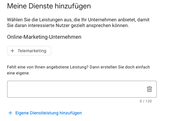 Google My Business Dienstleistungen Ihres Unternehmens hinzufügen