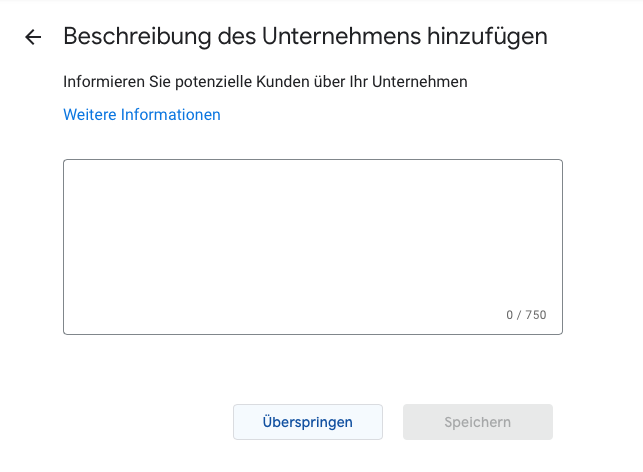 Google My Business Beschreibung von 750 Zeichen hinzufügen