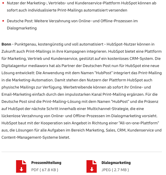 Stichpunkte und kurze Zusammenfassung einer Pressemitteilung Beispiel