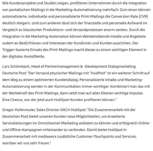 Zitate in einer pressemitteilung – beispiel