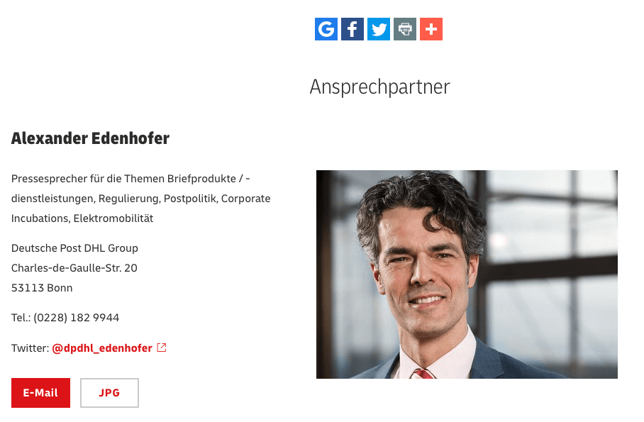Ansprechpartner in einer Pressemitteilung