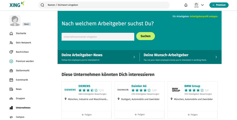 XING Unternehmenssuche