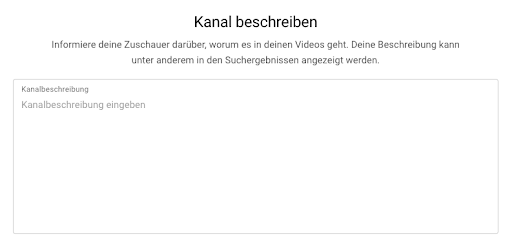 Screenshot Textfeld fuer Kanalbeschreibung
