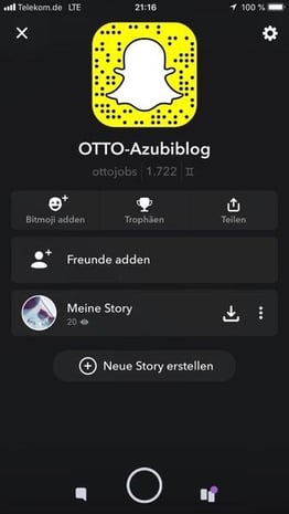 Otto Azubiblog auf snapchat