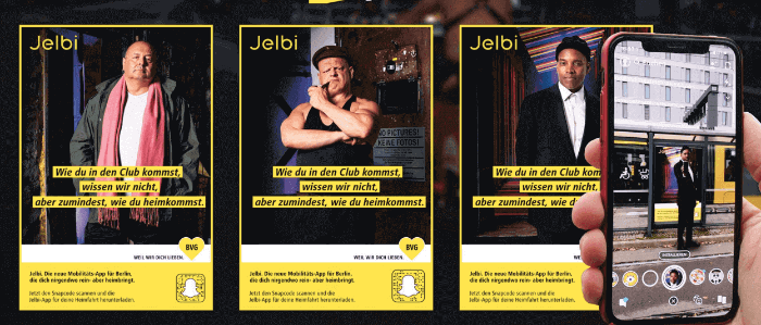 Snapchat Aktion von BVG – Jelbi in Augmented Reality Postern