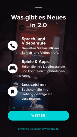 screenshot der vero app 