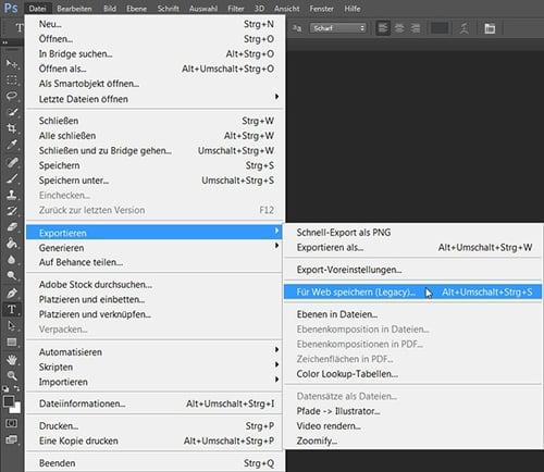 Datei für Web (Legacy) speichern Datei für Web (Legacy) speichern