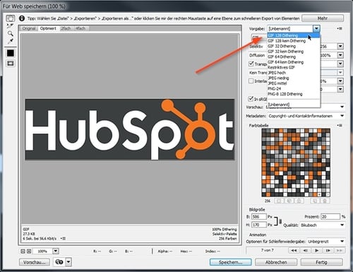 Auswahl der GIF-Vorgabe Auswahl der GIF-Vorgabe