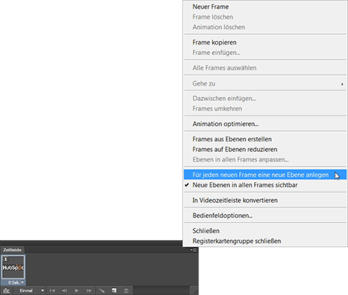 Neue Ebene für jedes neue Frame anlegen Neue Ebene für jedes neue Frame anlegen