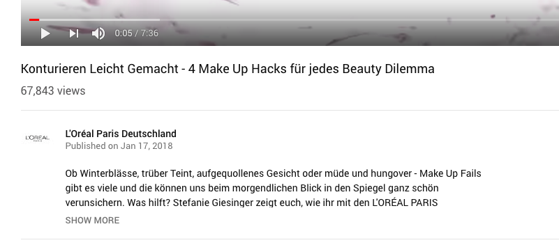 SEO-fuer-Youtube-Loreal beschreibungstext