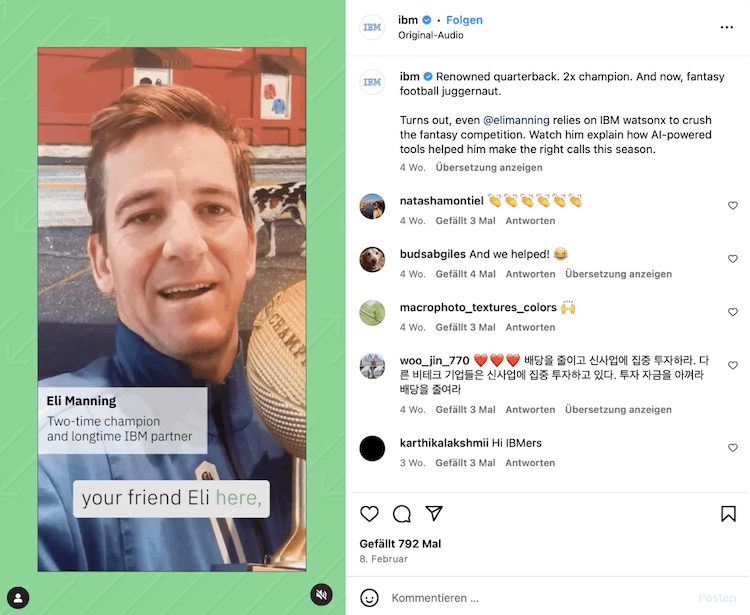 Beispiel B2B-Marketing Instagram IMB