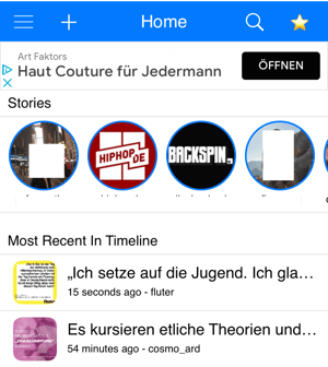 Auflistung aktueller Stories und Beiträge bei Reshare Story for Instagram