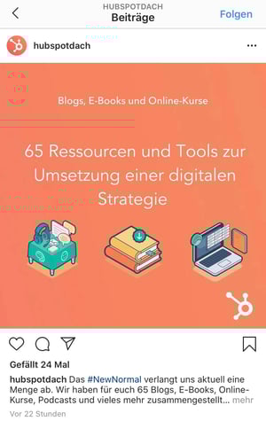 So reposten Sie auf Instagram - beispiel instagram hubspot dach
