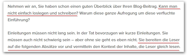 Den Grund für die Existenz des Beitrags präsentieren