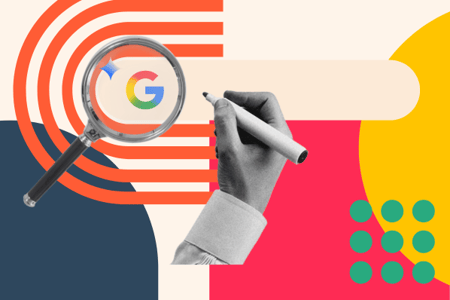 Hand füllt Google AI Overview aus