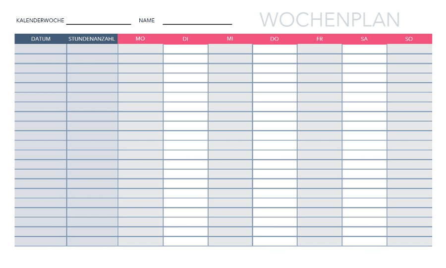 Wochenplan: Ideale Zeitplanung inkl. Vorlage zum Ausdrucken