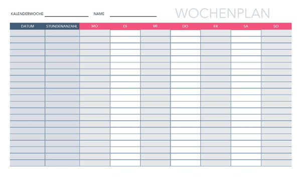 Wochenplan Vorlage