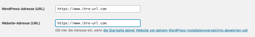 WordPress neue domain eintragen