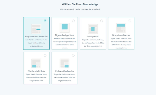 WordPress Kontaktformular: Formulartyp waehlen