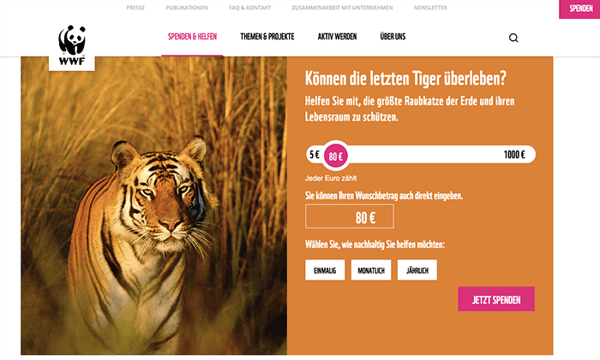 Ankereffekt Beispiel WWF Website