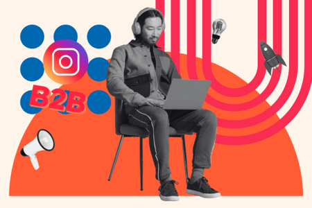 Person plant B2B-Instagram-Marketing am Laptop