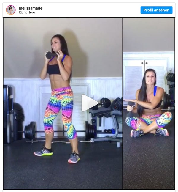 Fitnesstrainerin Melissa Made erklärt in einem Collagen-Video Fitness-Übungen