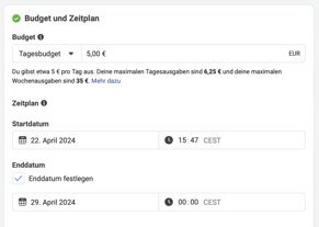 budget und zeitplan