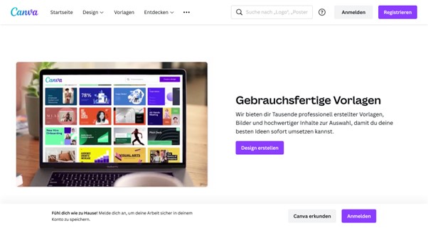 Screenshot Canva Bildbearbeitung Vorlagen