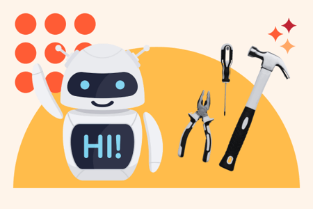 Chatbot mit Werkzeug symbolisierend für Chatbot erstellen