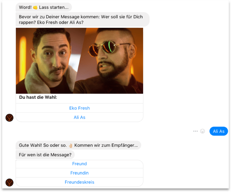 Auszug aus einem Chatverlauf mit dem „Jämbot“ Auszug aus einem Chatverlauf mit dem „Jämbot“