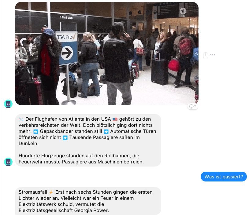 Auszug aus einem Chatverlauf mit „Novi“ Auszug aus einem Chatverlauf mit „Novi“