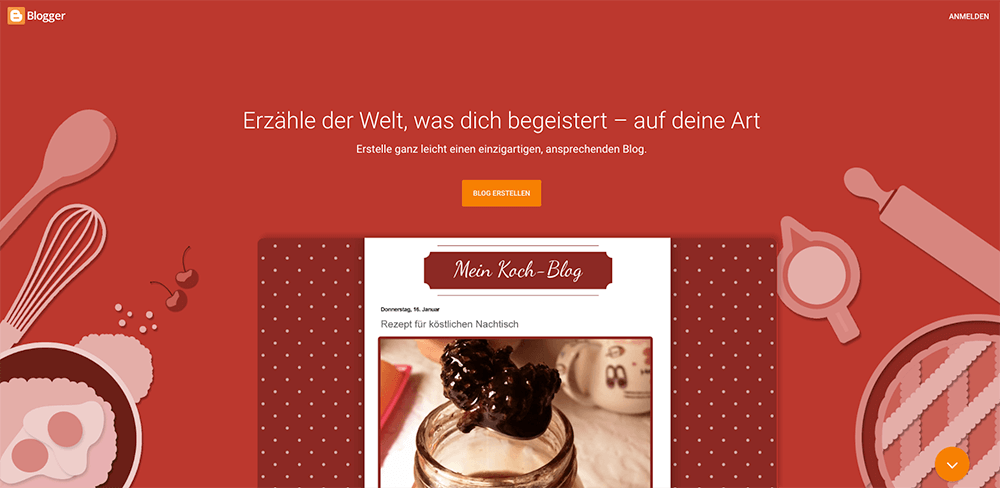 Screenshot CMS-System Blogger