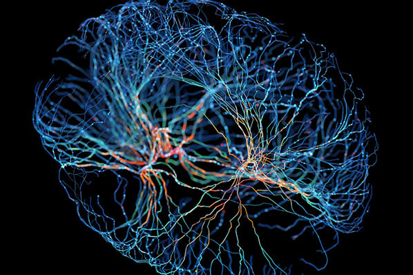 Neuronensystem mit schwarzem Hintergrund symbolisiert Cognitive Computing