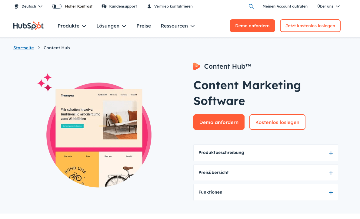 Screenshot HubSpot Content Hub