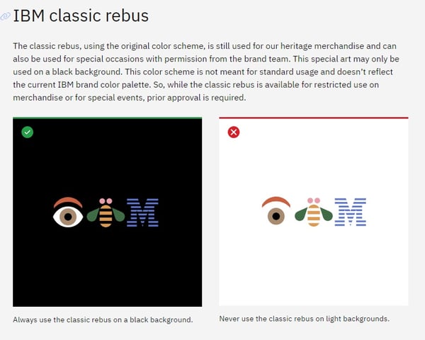  Screenshot aus dem IBM Corporate Design mit Rebus-Logo von IBM