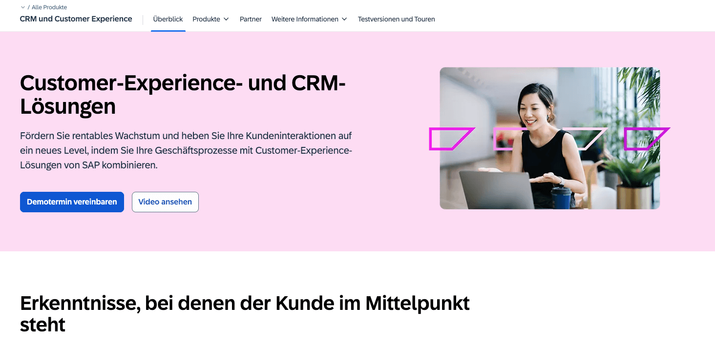 Screenshot der SAP Website