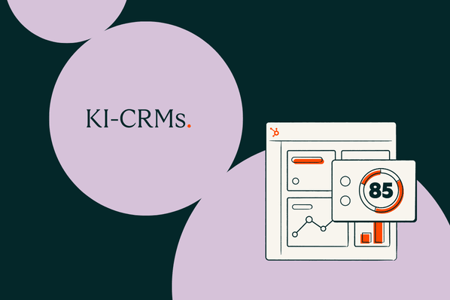 Screenshot eines KI-CRM-Dashboards mit einem Score von 85 und Vertriebskennzahlen