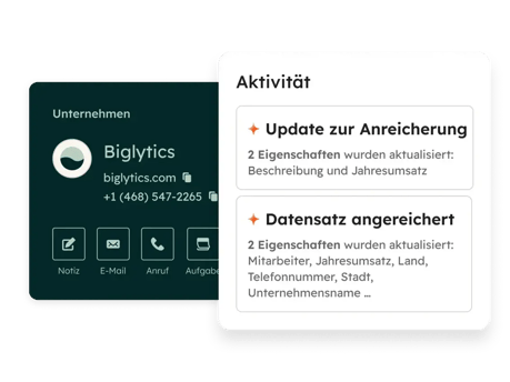 Bild zeigt einen Screenshot von HubSpot, die KI bei der CRM- und Daten-Anreicherung hilft