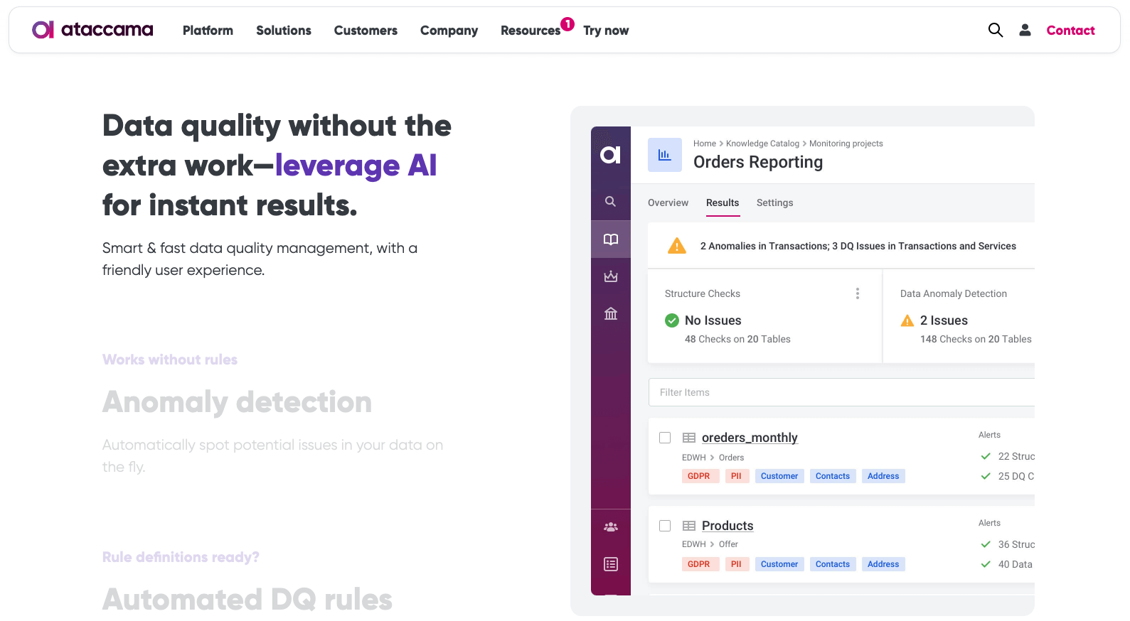 Ataccama Analysetool für Datenqualität