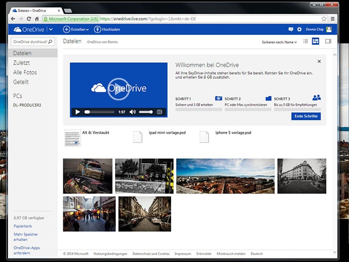 Screenshot Dropbox-Alternative OneDrive