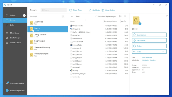 Screenshot Dropbox-Alternative Tresorit