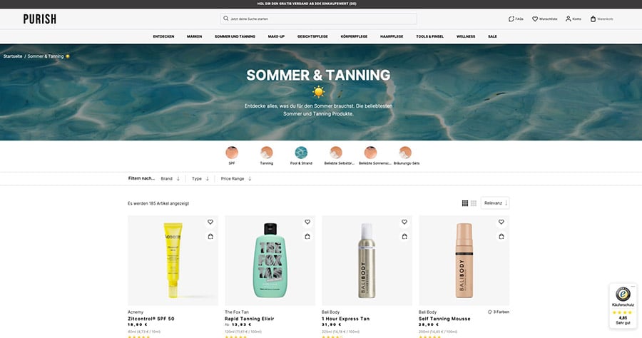 Screenshot E-Commerce-Website Purish