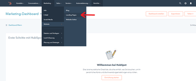 HubSpot Landing Page erstellen